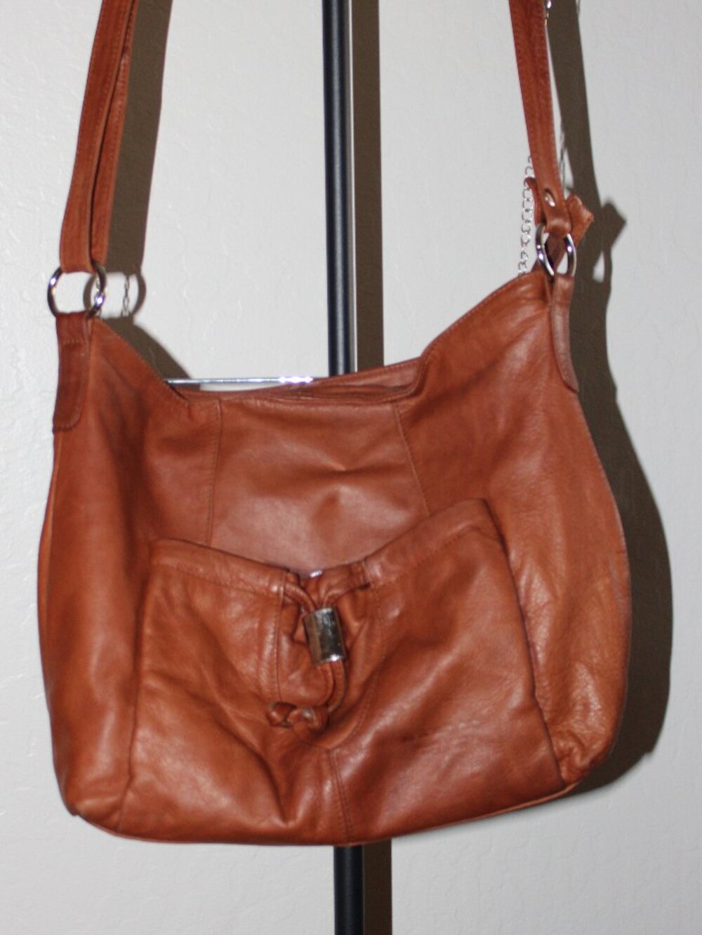 Vera Pelle Brown Genuine Leather Hobo Shoulder Bag Crossbody Italian